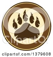Poster, Art Print Of Grizzly Bear Paw On A Tan And Brown Circle