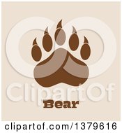 Poster, Art Print Of Brown Grizzly Bear Paw Over Text On Tan