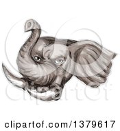 Clipart Of A Watercolor Styled African Elephant Head Royalty Free Vector Illustration