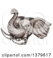 Poster, Art Print Of Watercolor Styled African Elephant Head