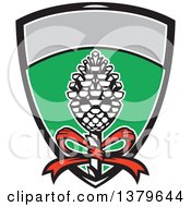 Clipart Of Thyrsus Staff Of Giant Fennel Topped With Pine Cone With Grapevine Leaves In A Shield Royalty Free Vector Illustration by patrimonio