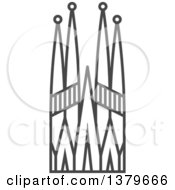 Clipart Of A Grayscale Sagrada Familia Royalty Free Vector Illustration