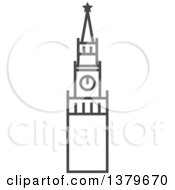 Clipart Of A Grayscale Kremlin Clock Royalty Free Vector Illustration