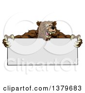 Fierce Buff Muscular Grizzly Bear Man Holding A Blank Sign
