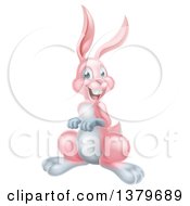 Clipart Of A Happy Pink Bunny Rabbit Royalty Free Vector Illustration