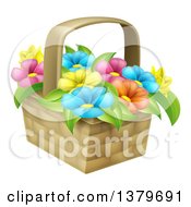Basket Of Colorful Flowers