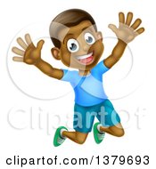 Poster, Art Print Of Happy And Excited Black Boy Jumping