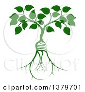 Clipart Of A Leafy Heart Shaped Tree Growing From Light Bulb Shaped Roots Royalty Free Vector Illustration by AtStockIllustration