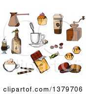 Poster, Art Print Of Sketched Coffee Items
