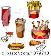 Poster, Art Print Of Sketched Fast Foods