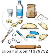 Poster, Art Print Of Sketched Baking Ingredients