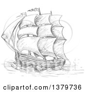 Poster, Art Print Of Grayscale Sketched Ship
