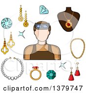 Poster, Art Print Of Sketched Jeweler And Icons