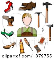Poster, Art Print Of Sketched Cobbler And Accessories