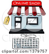 Poster, Art Print Of Sketched Online Shop And Keyboard