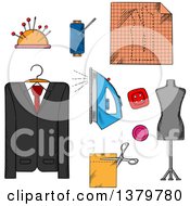 Poster, Art Print Of Sketched Sewing And Tailor Icons