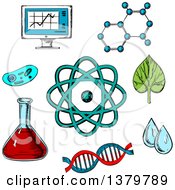 Clipart Of Sketched Science Icons Royalty Free Vector Illustration by Vector Tradition SM