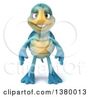 3d Blue Tortoise On A White Background