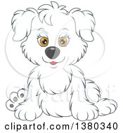 Poster, Art Print Of Cute White Puppy Dog Sitting