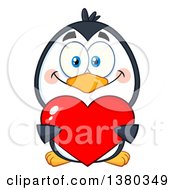 Poster, Art Print Of Cute Valentines Day Penguin Holding A Love Heart