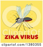 Poster, Art Print Of Grinning Evil Mosquito Over Zika Virus Text On Yellow