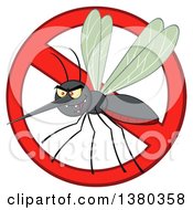 Poster, Art Print Of Grinning Evil Mosquito In A Prohibited Symbol