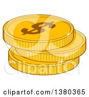 Poster, Art Print Of Stack Of Usd Dollar Gold Coins