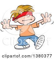 Clipart Of A Dirty Blond Caucasian Boy Playing Blind Mans Buff Royalty Free Vector Illustration