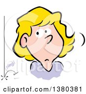 Clipart Of A Blond Caucasian Woman Hearing A Pin Drop In The Silence Royalty Free Vector Illustration