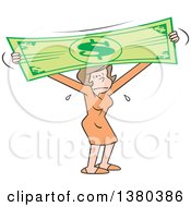 Poster, Art Print Of Stressed Brunette Caucasian Woman Stretching The Dollar