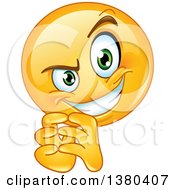 Clipart Of A Yellow Cartoon Emoticon Smiley Face Emoji Making A Sneaky Expression Royalty Free Vector Illustration