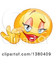 Clipart Of A Yellow Female Cartoon Emoticon Smiley Face Emoji Gesturing Ok Royalty Free Vector Illustration