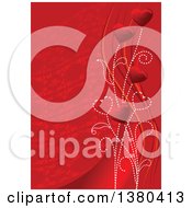 Poster, Art Print Of Red Valentines Day Background Of Heart Flowers Over Swooshes And A Pattern