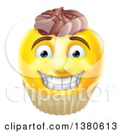 Poster, Art Print Of 3d Yellow Male Smiley Emoji Emoticon Face Cupcake