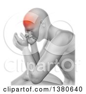 Clipart Of A 3d Anatomical Man With A Glowing Headache On A White Background Royalty Free Illustration by KJ Pargeter
