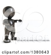 Poster, Art Print Of 3d Black Man Presenting A Blank Sign On A White Background