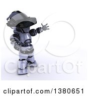 Poster, Art Print Of 3d Silver Robot Wearing A Virtual Reality Headset On A White Background