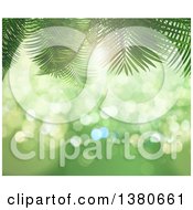 Poster, Art Print Of Background Of 3d Palms Against Green With Bokeh Flares