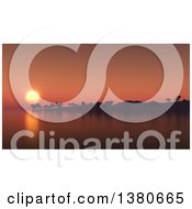 Poster, Art Print Of 3d Silhouetted Coastal Island At Sunset