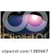 Clipart Of A Cave Framing A Tropical Ocean Sunset Landscape Royalty Free Illustration by KJ Pargeter