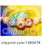 Poster, Art Print Of 3d Jackpot Bingo Balls Over Cards And A Geometric Background