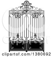 Poster, Art Print Of Vintage Black And White Ornate Wrought Iron Gate