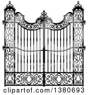 Vintage Black And White Ornate Wrought Iron Gate