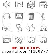 Poster, Art Print Of Gray Media Icons And Red Text