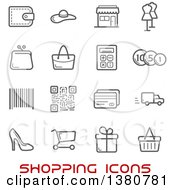 Poster, Art Print Of Gray Shopping Icons And Red Text