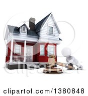 Clipart Of A 3d White Man Auctioneer Banging A Gavel In Front Of A Home On A White Background Royalty Free Illustration by KJ Pargeter