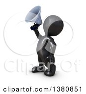 Poster, Art Print Of 3d Black Man Using A Megaphone On A White Background