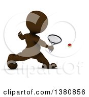 Clipart Of A 3d Brown Man Playing Tennis On A White Background Royalty Free Illustration