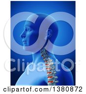 3d Anatomical Man With Visible Spine And Discs Over Blue