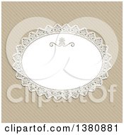 Poster, Art Print Of Lacy Oval Frame Over A Diagonal Stripe Paper Background